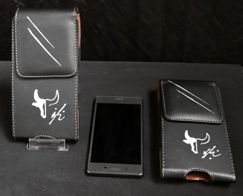 Étui en cuir PU noir pour smartphone taureau