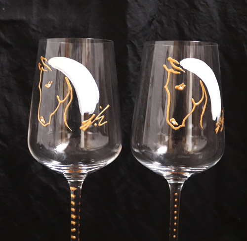 Ensemble Verres à Vin en Cristal Chevaux