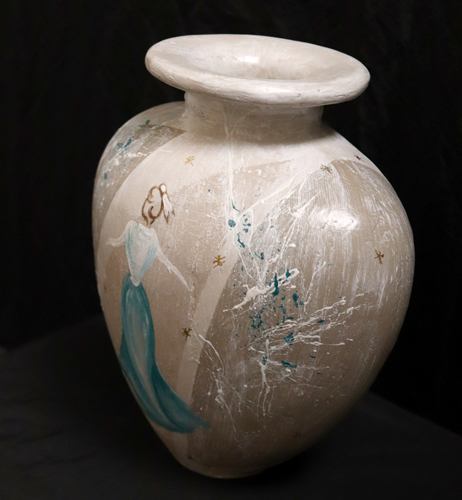 Vase coeur peint à la main Arlesienne