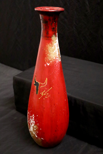 Vase Bouteille décoratif rouge Toro Stylisé