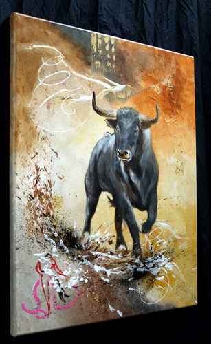 Tableau de taureau Beige