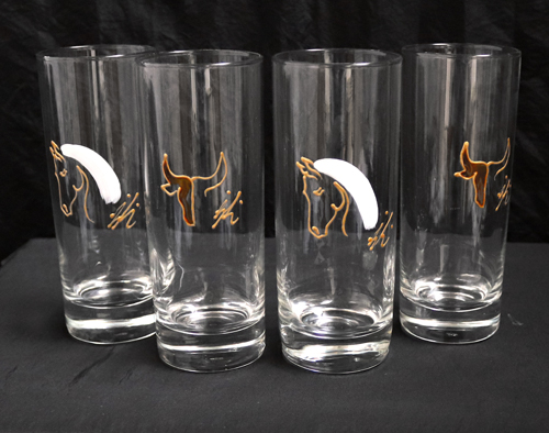 Set de 4 verres cheval et taureau dorés
