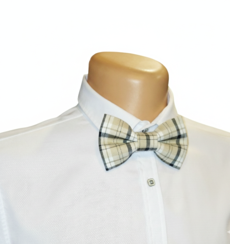 Smėlio spalvos peteliškė su langeliais „Beige Check“