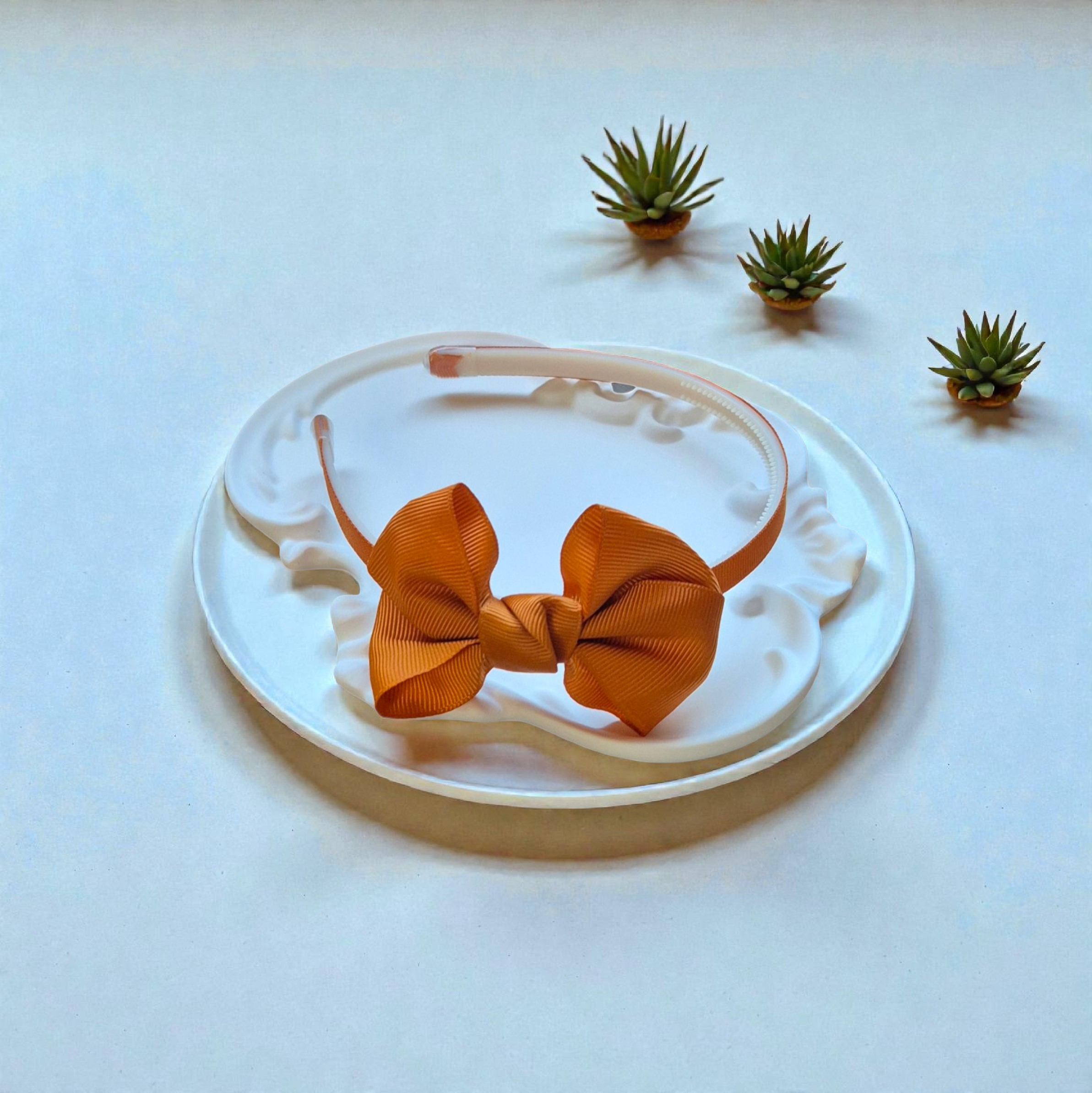 Rudas plaukų lankelis su kaspinu – „Brown Bow Headband“