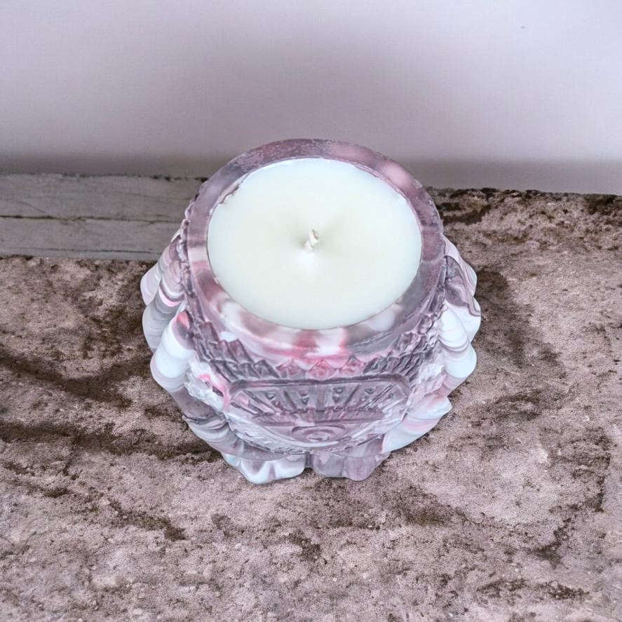 Sojų vaško žvakė dekoratyviniame indelyje „Mystic Marble“