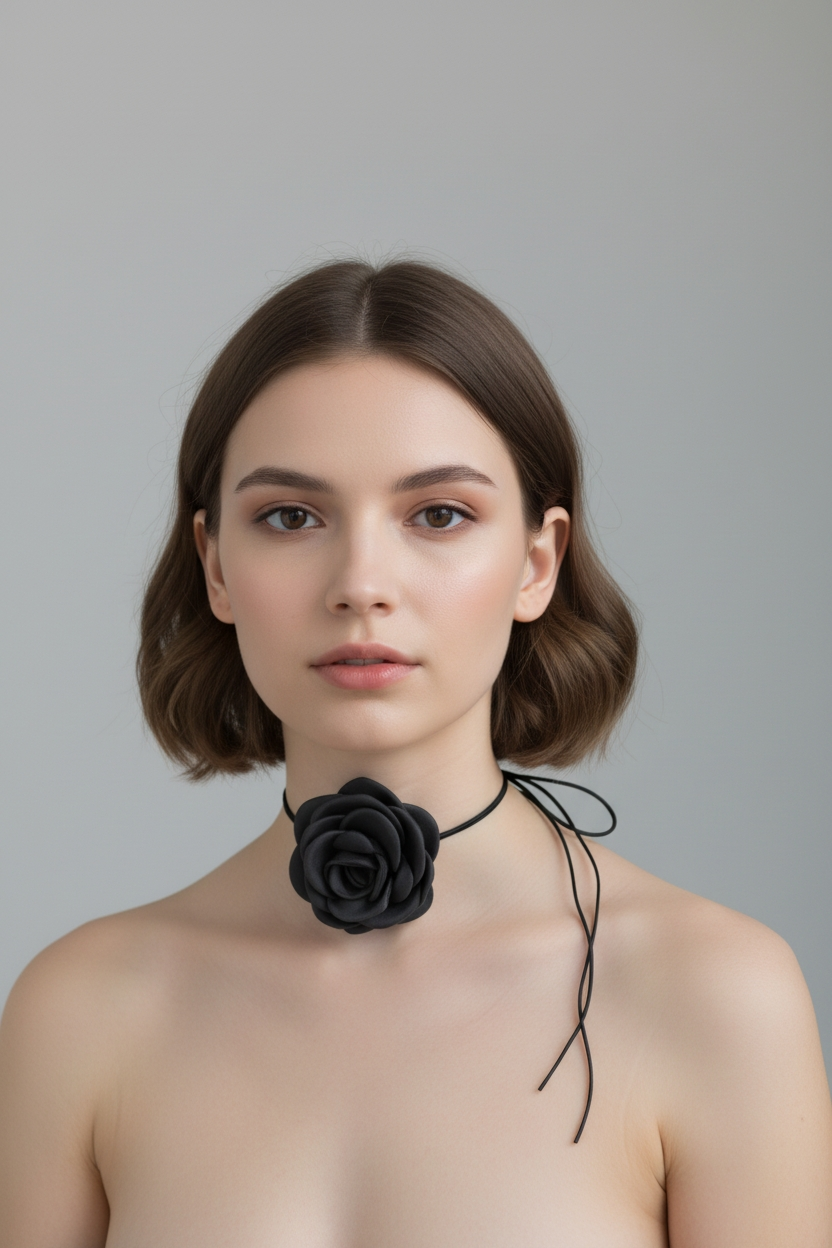 Juodoji gėlė kaklo juostelė