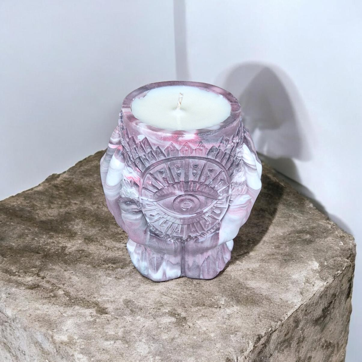 Sojų vaško žvakė dekoratyviniame indelyje „Mystic Marble“