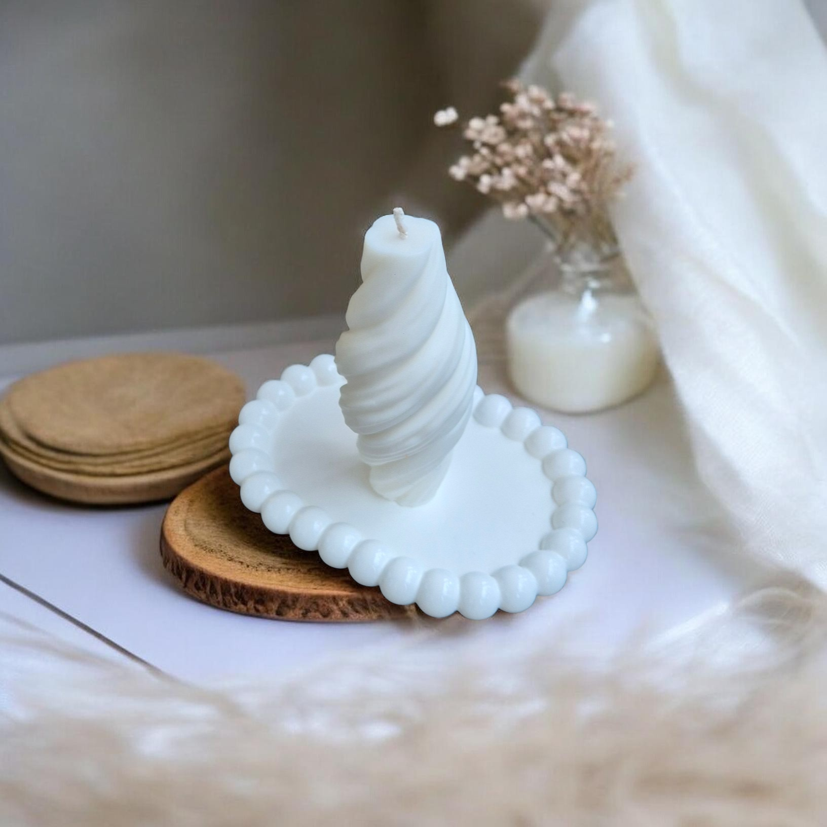 Sojų vaško žvakė „Pure Spiral“ su medvilnine dagtimi