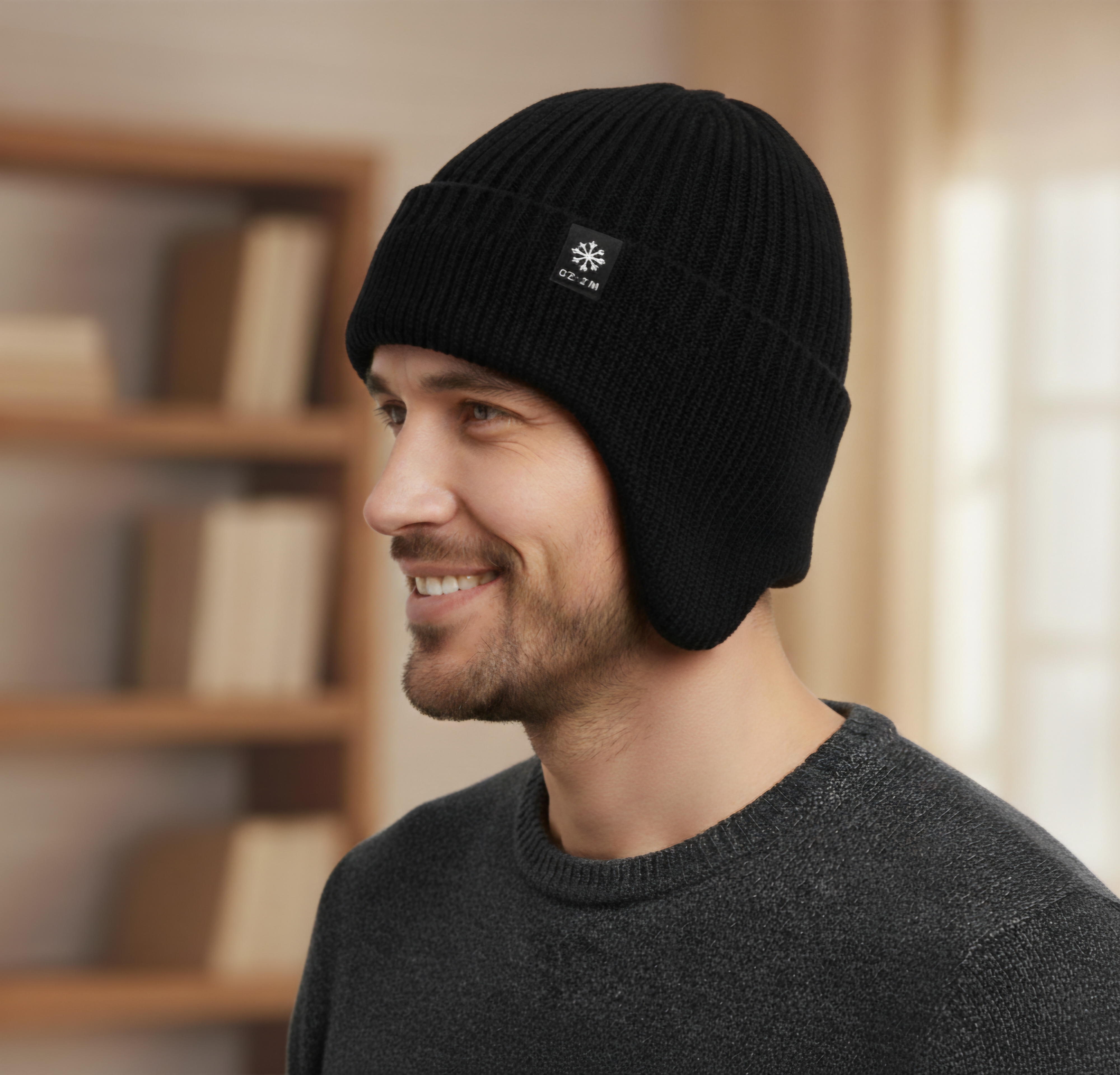 Juoda žieminė kepurė