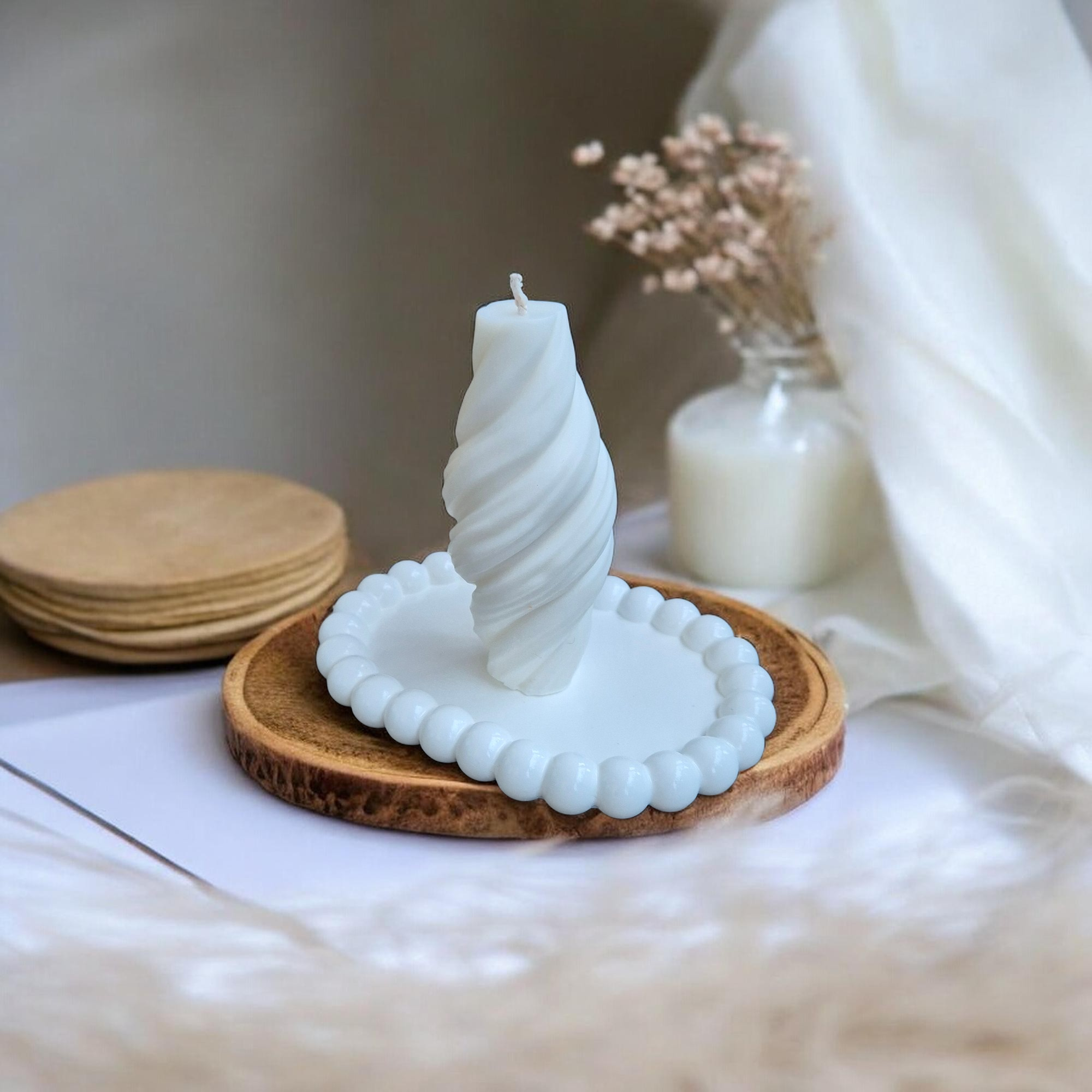 Sojų vaško žvakė „Pure Spiral“ su medvilnine dagtimi