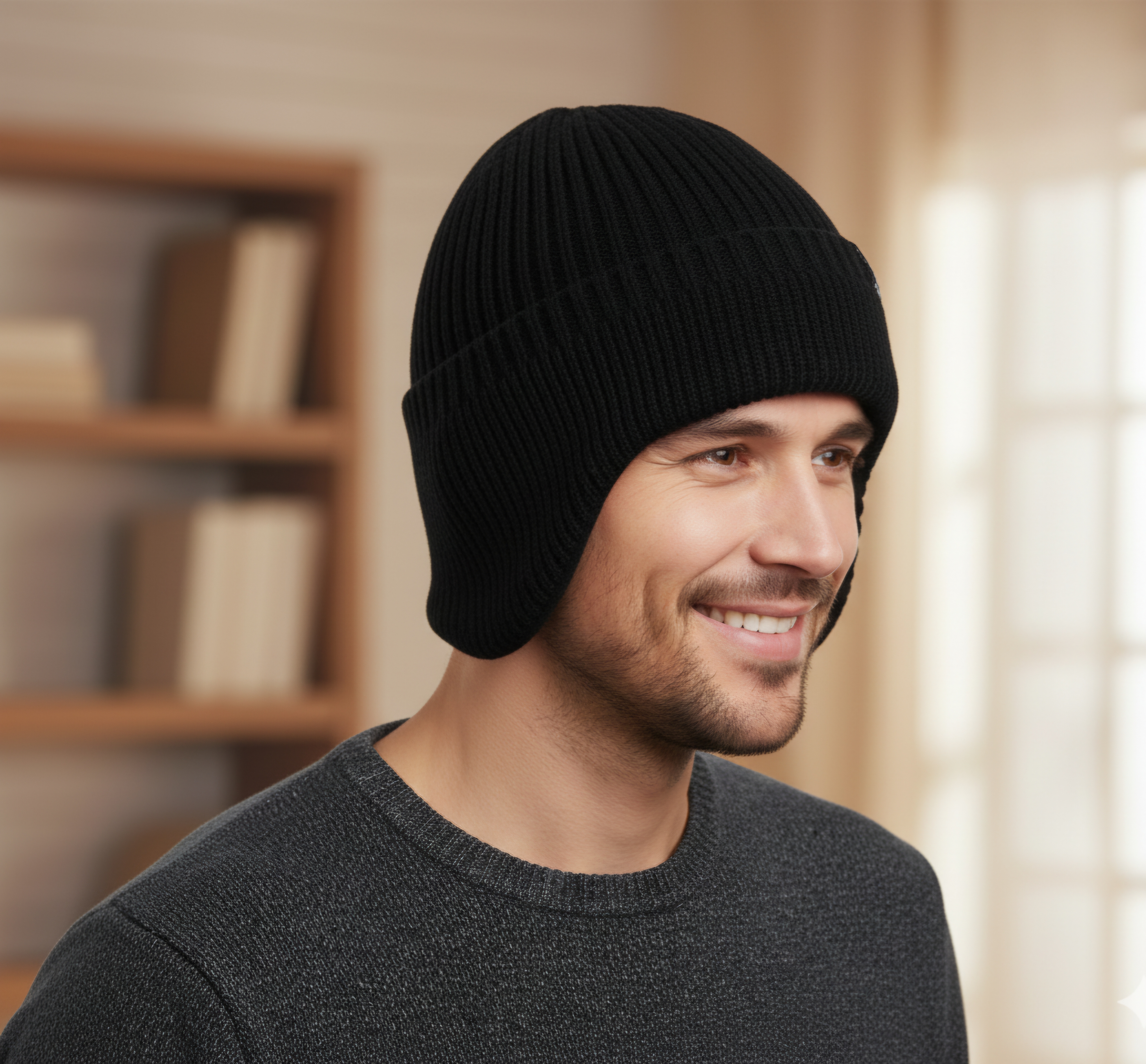 Juoda žieminė kepurė