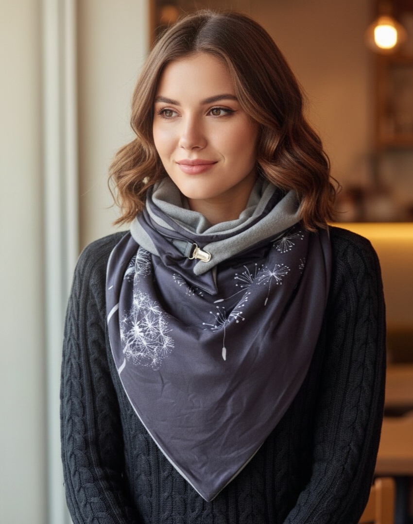Moteriška šilta skara - elegantiška su pienių pūko raštu