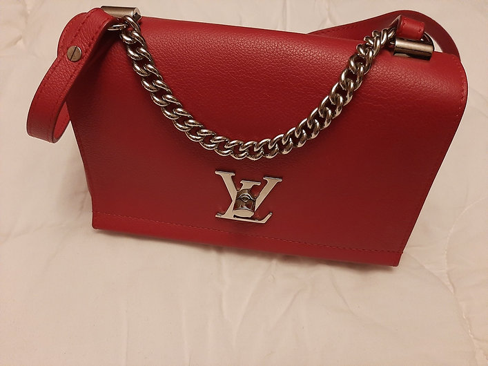 Authentic Louis Vuitton Lockme Red Leather Bb Cross Body Bag