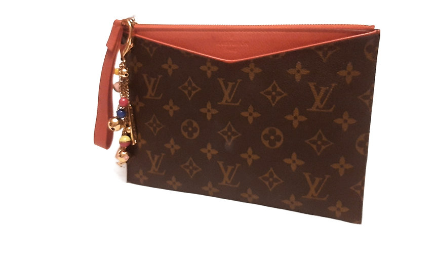 Authentic Louis Vuitton Red Monogram Pochette Pallas Clutch