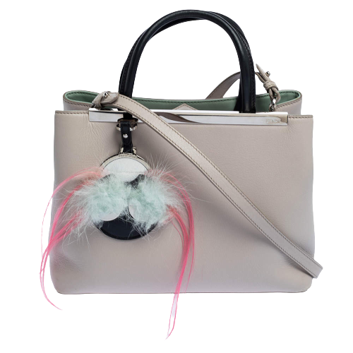 Authentic Fendi Nude/Black Leather Mini Monster 2Jours Tote