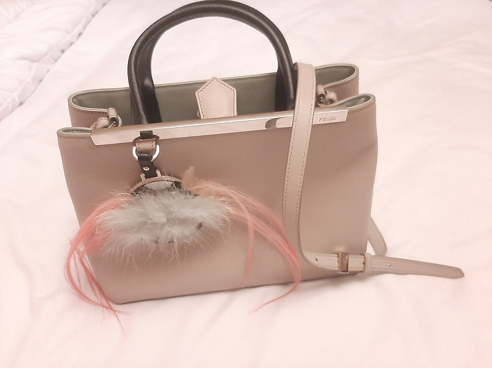 Authentic Fendi Nude/Black Leather Mini Monster 2Jours Tote