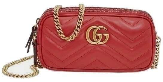 Authentic Gucci GG Marmont Mini Matelasse Leather Chain Cross Body Bag