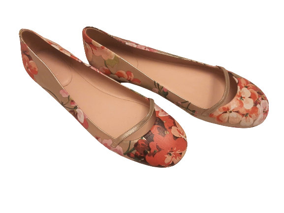 Authentic Gucci Multi-color Blooms Leather Ballet SZ 39