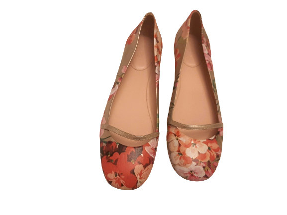 Authentic Gucci Multi-color Blooms Leather Ballet SZ 39