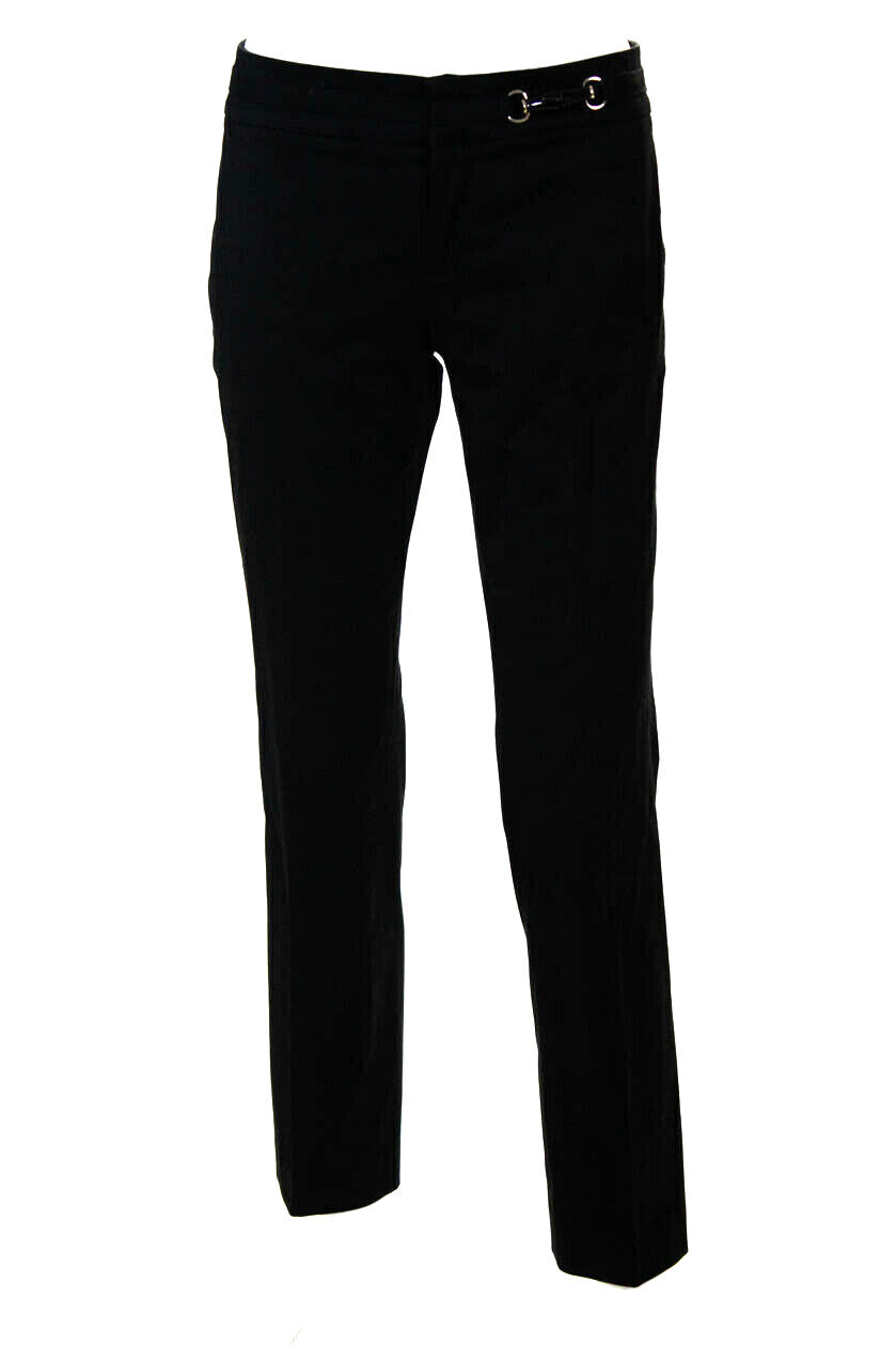 Authentic Gucci Black Cotton Bamboo Waist Detail Pants M retail