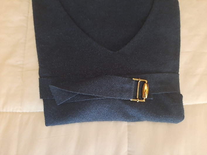 Authentic Women's Gucci Blue Metallic V-Neck Sweater SZ M