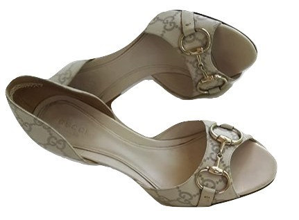 Authentic Gucci GG leather Pumps shoes SZ 37