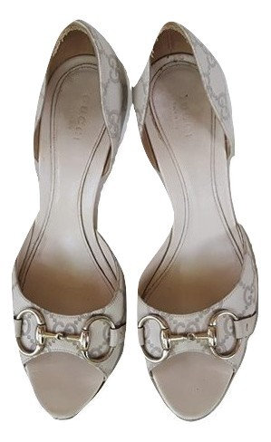 Authentic Gucci GG leather Pumps shoes SZ 37