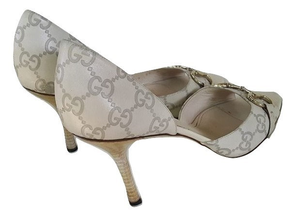 Authentic Gucci GG leather Pumps shoes SZ 37