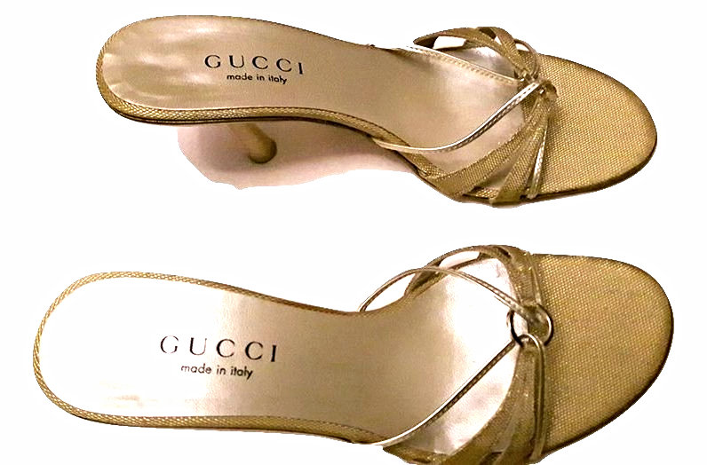 Athentic Gucci Women Gold Sandals SZ/36.5