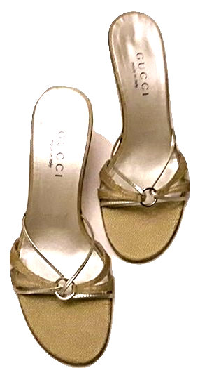 Athentic Gucci Women Gold Sandals SZ/36.5