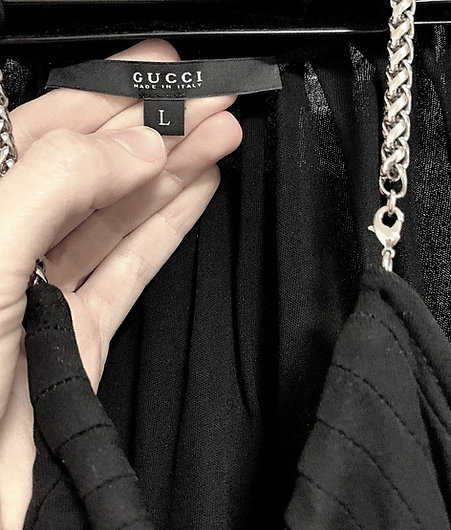 Authentic Gucci Black Tank With Metal Chain Detail Size L/fit/M