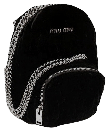 Authentic Miu Miu Mini Matelasse Black Velvet Backpack Crossbody Bag