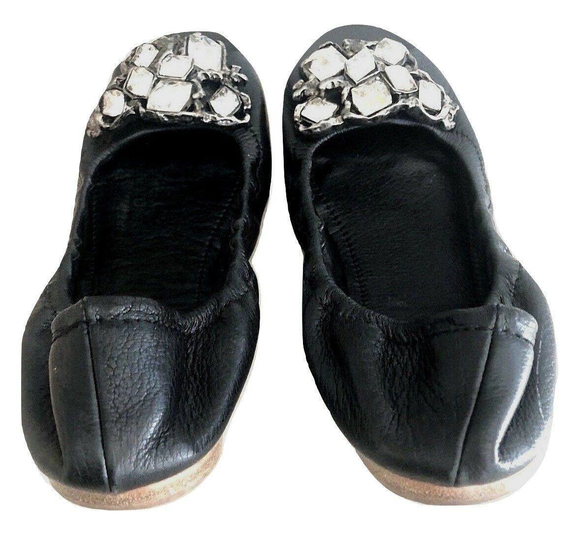 Authentic Miu Miu ballet black Jeweled Slip On Shoes SZ37
