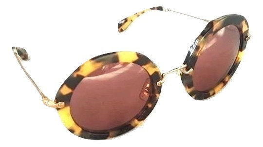 Authentic Miu Miu SMU13N 7SO Havana Round Sunglasses