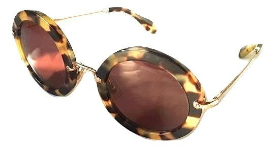 Authentic Miu Miu SMU13N 7SO Havana Round Sunglasses