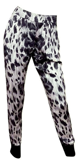 Authentic Stella mccartney Black with White Silk Chiffon Leopard Pants