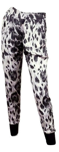 Authentic Stella mccartney Black with White Silk Chiffon Leopard Pants