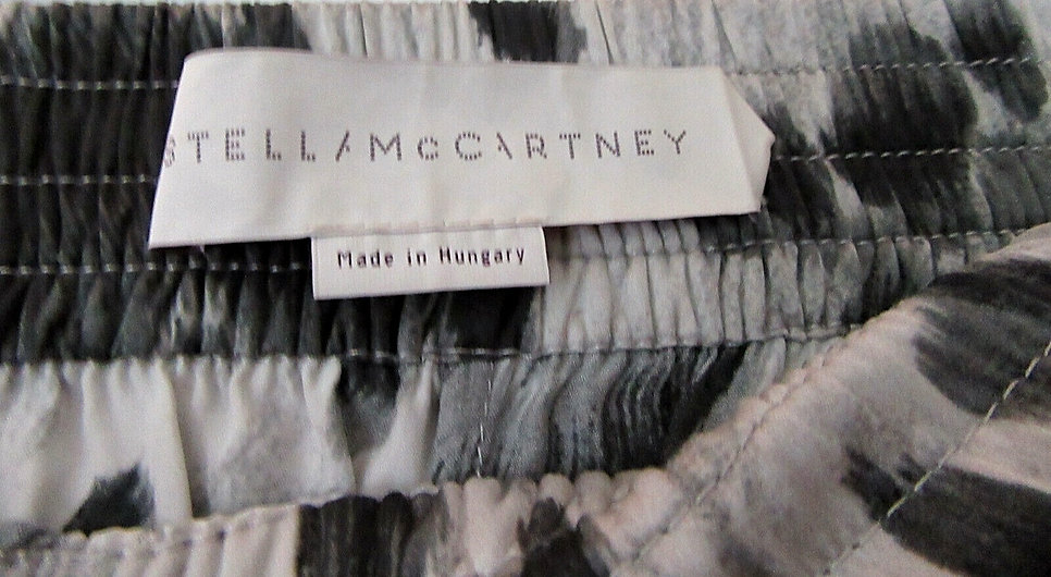 Authentic Stella mccartney Black with White Silk Chiffon Leopard Pants