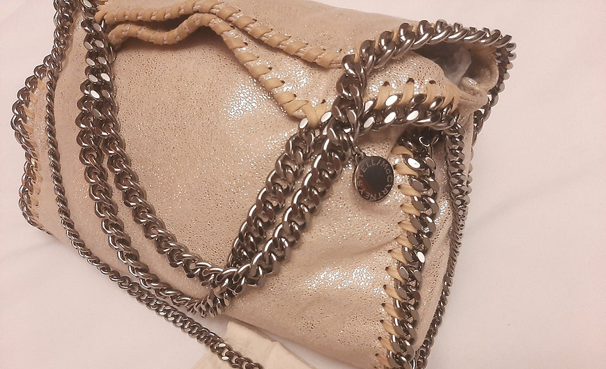 Authentic Stella McCartney Gold Faux Leather Cross Body Bag