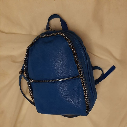 Authentic stella mccartney Falabella Mini blue Shaggy Deer Backpack
