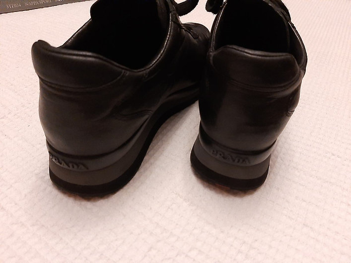 Authentic Prada America's Cup blackLeather women Sneakers SZ 37.5