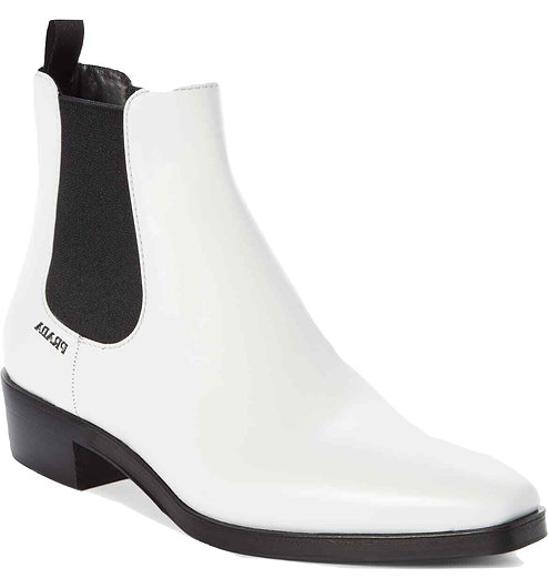 Authentic prada White Leather 30 Pointy Toe Ankle Boot SZ 37 US