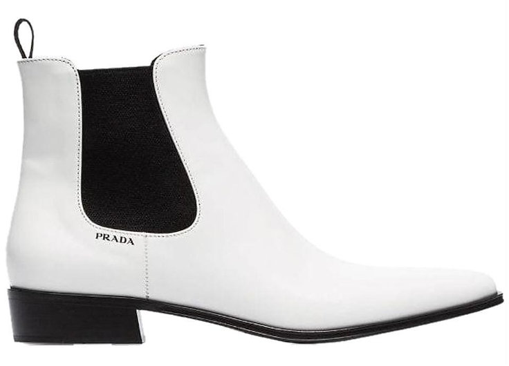 Authentic prada White Leather 30 Pointy Toe Ankle Boot SZ 37 US