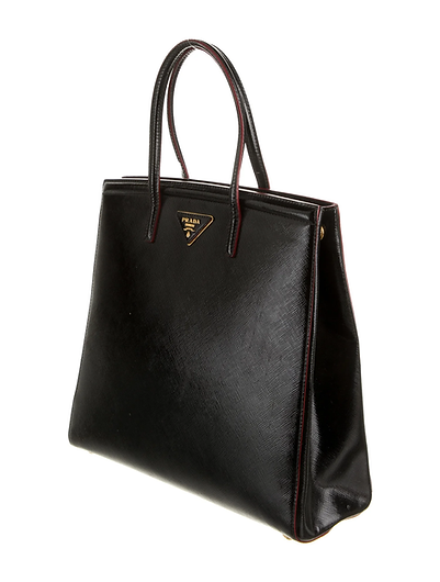 Authentic Prada black Saffiano Vernice Tote bag/Medium