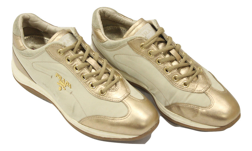Authentic Prada women's shoes gold sz 36.5