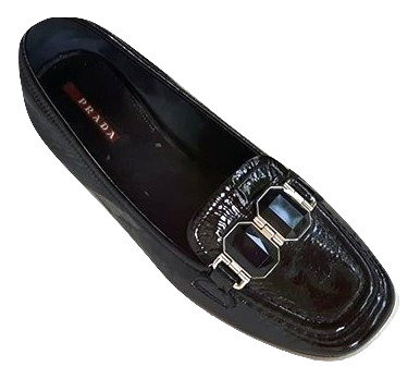 Authentic prada vintage black patent leather loafer SZ 37