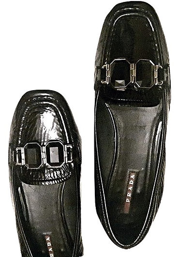 Authentic prada vintage black patent leather loafer SZ 37