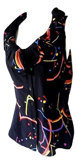 Authentic prada women black top blouse front buttons size 44 M