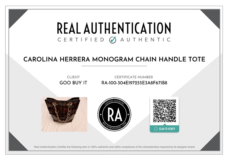 Authentic Carolina Herrera Monogram Chain Handle Tote