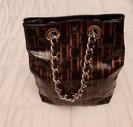 Authentic Carolina Herrera Monogram Chain Handle Tote